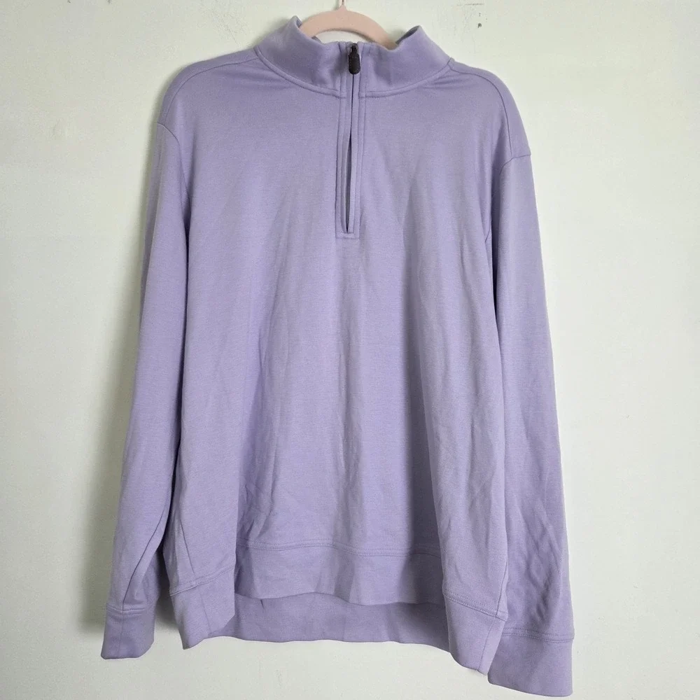 Tommy Bahama Men's XLT Quarter Zip LS Pullover Sweatshirt Lavendar Pima Cotton